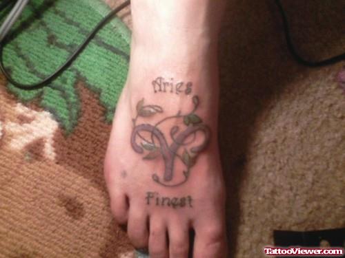 Aries Tattoo On Right Foot
