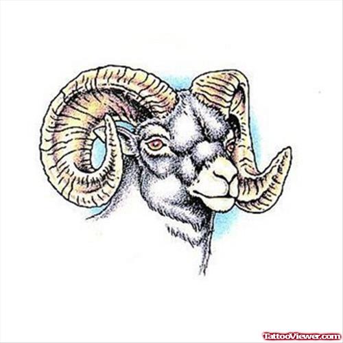 Zodiac Goat Head Aries Tattoo Design For Men