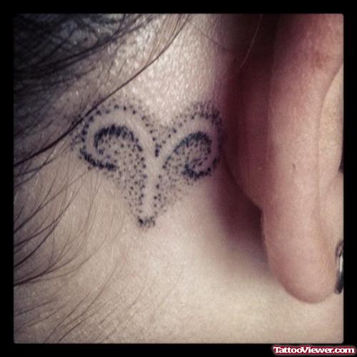 Aries Tattoo Behind Ear For Girls