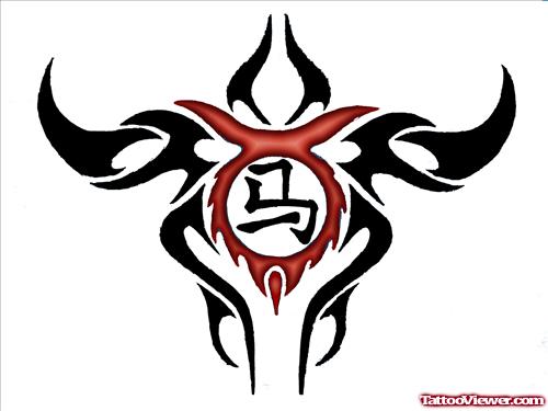 Tribal Taurus And Aries Tattoo Design