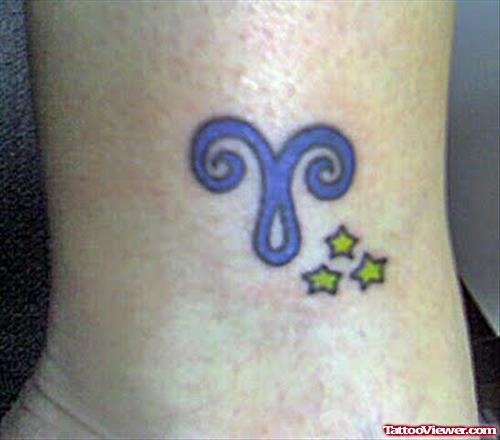 Tiny Stars And Purple Ink Aries Tattoo