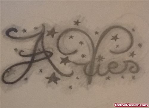 Stars And Aries Tattoo Design