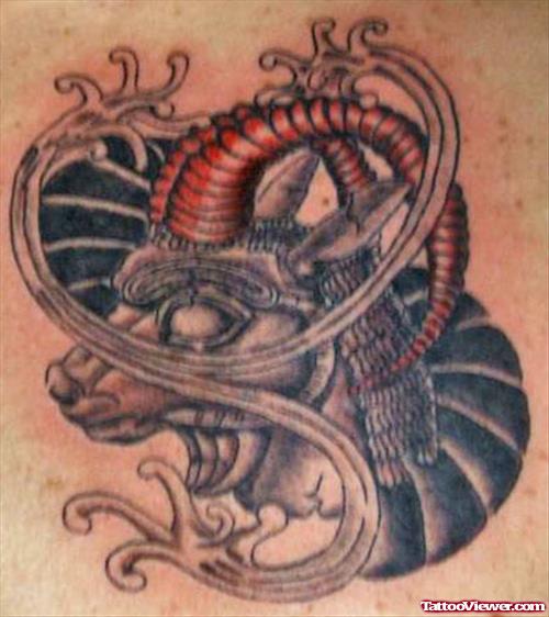 Grey Ink Zodiac Aries Tattoo