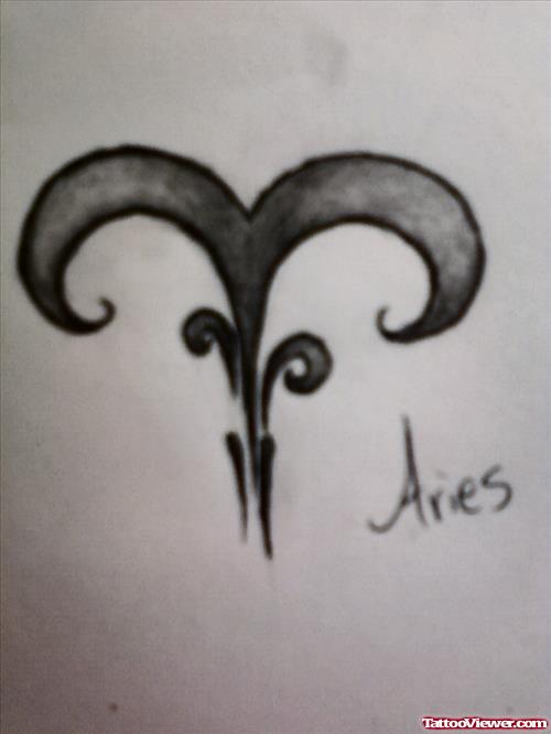 Grey Ink Aries Tattoos Designs