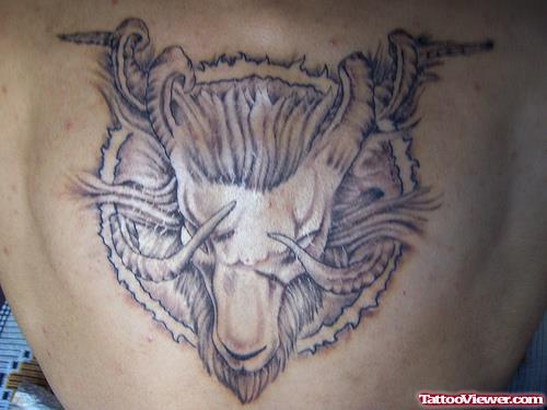 Grey Ink Aries Tattoo For Men