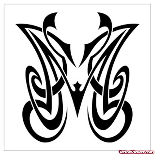 Black Ink Tribal Aries Zodiac Tattoo Design