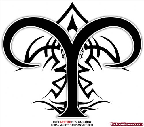 Amazing Tribal And Aries Zodiac Tattoo Design