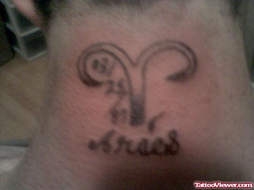 Aries Tattoo On Back Neck