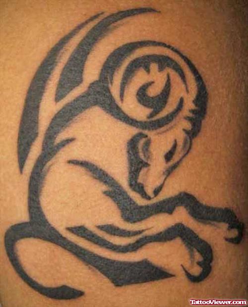 Tribal Goat Zodiac Aries Tattoo