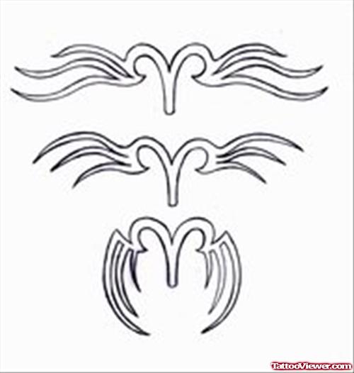 Tribal Aries Symbol Tattoo Design
