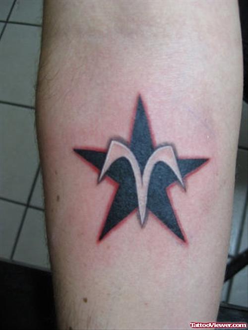 Black Star and Aries Zodiac Tattoo