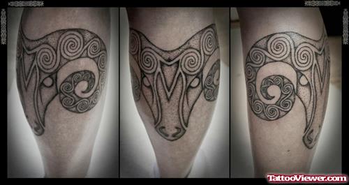 Amazing Grey Ink Aries Tattoos Designs