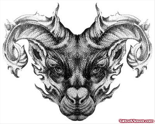 Amazing Goat Head Aries Tattoo Design