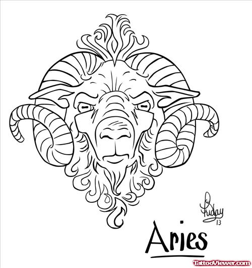 Aries Goat Head Tattoo Design