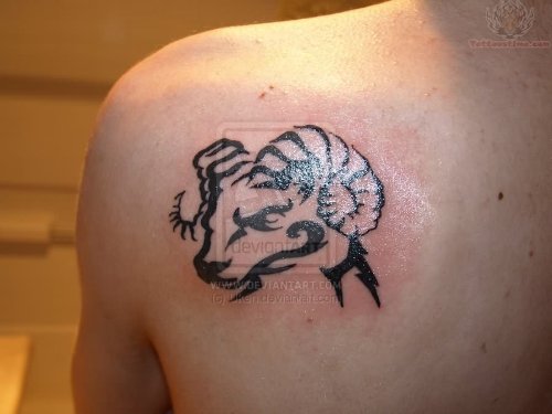 Back SHoulder Goat Head Aries Tattoo