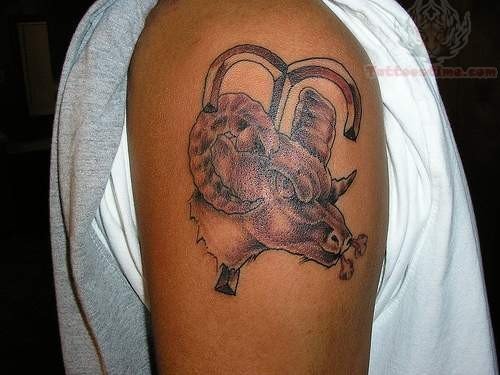Aries Zodiac Tattoo On Shoulder