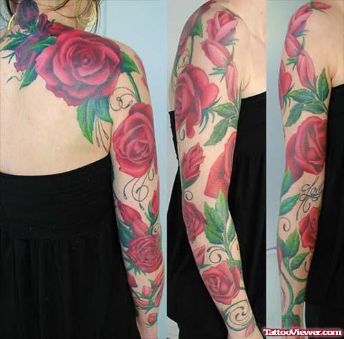 Red Roses Tattoos On Arm