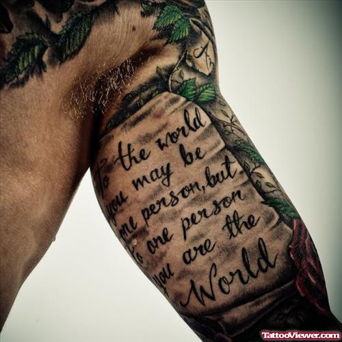 Script Tattoo On Left Arm