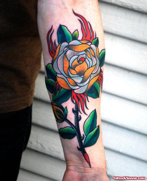 Volored Flower Left Arm Tattoo