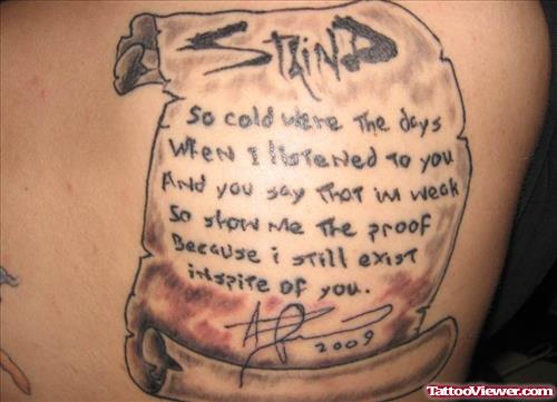 Script Scroll Tattoo On Back