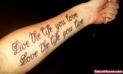 Lettering Arm Tattoo