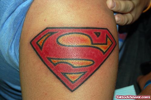 Superman Logo Arm Tattoo