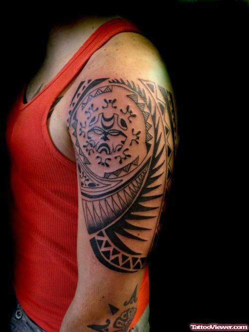 Maori Arm Tattoo On Left Half Sleeve