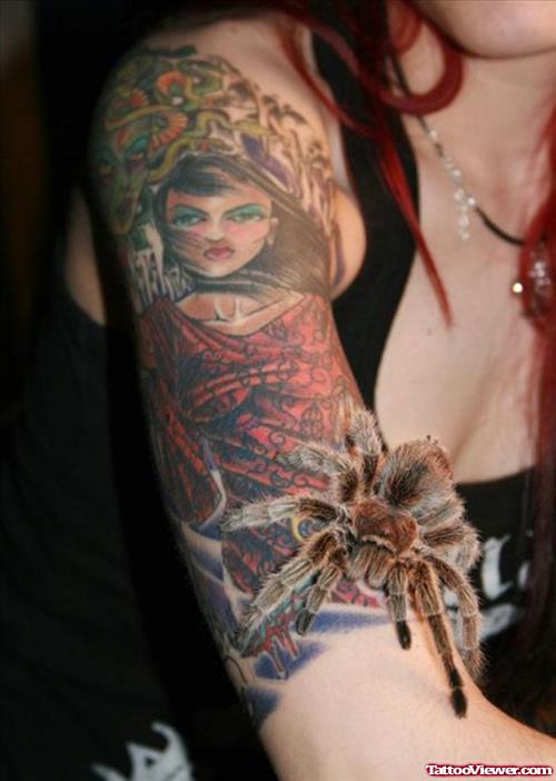 Geisha Girl Tattoo On Right Arm