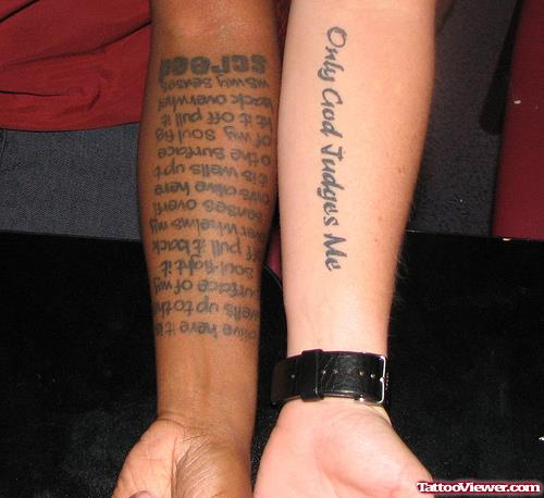 Lettering arm tattoos
