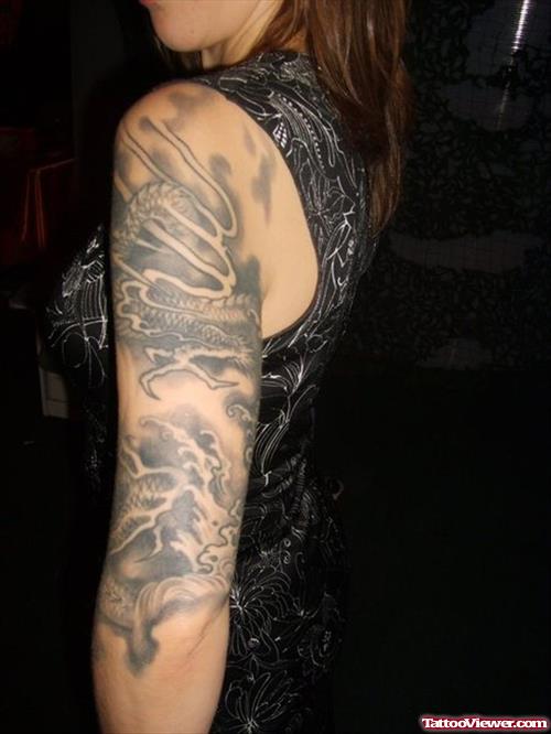 Girl Left Sleeve Arm Tattoo