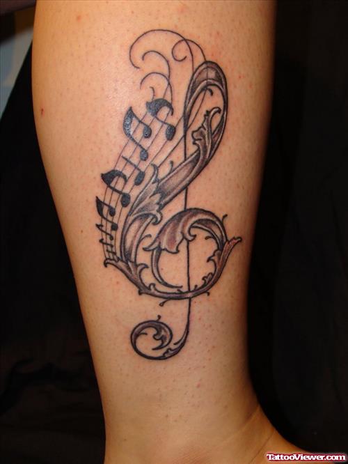 Music Violen Key Tattoo