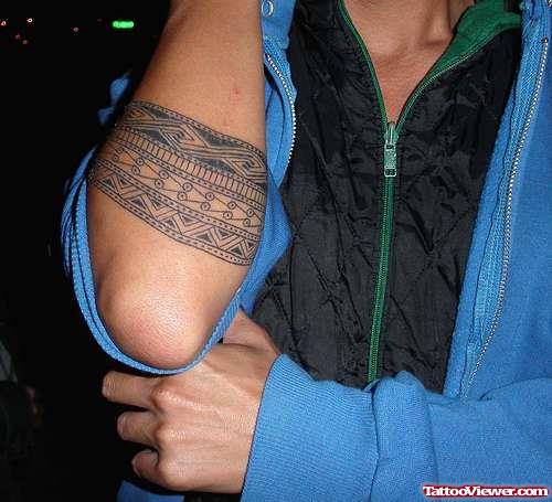Grey Ink Right Arm Tattoo