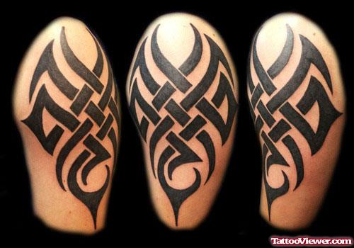 Black Ink Tribal Arm Tattoos