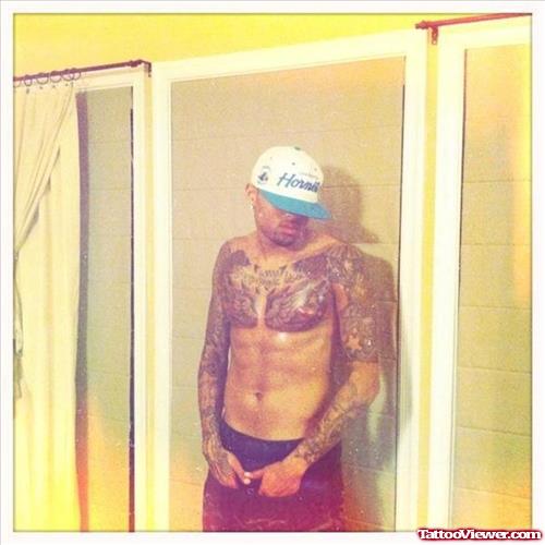 Chris Brown Chest And Arm Tattoos