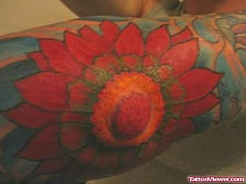 Red Sunflower Tattoo On Arm