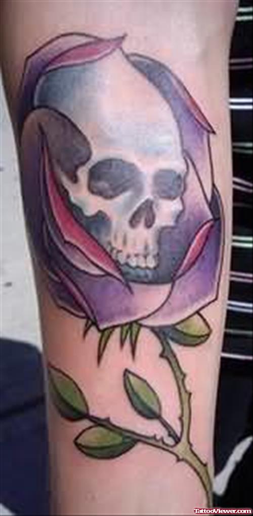 Skull Rose Tattoo On Arm