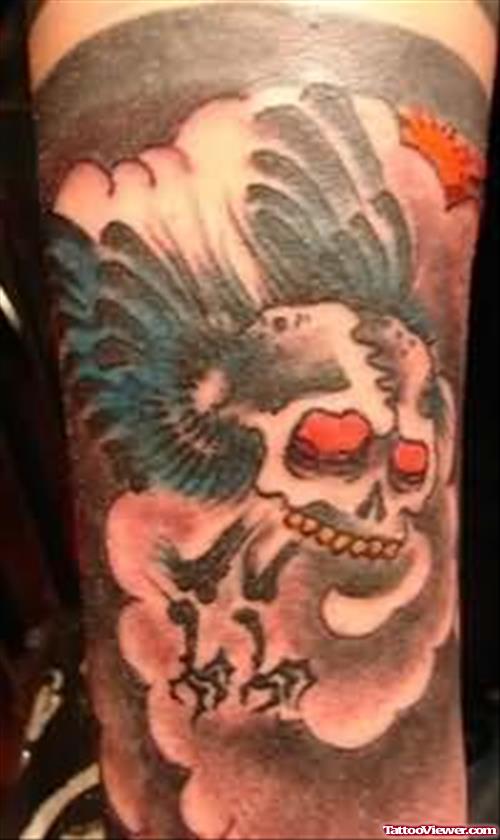 Wings Skull Tattoo On Arm