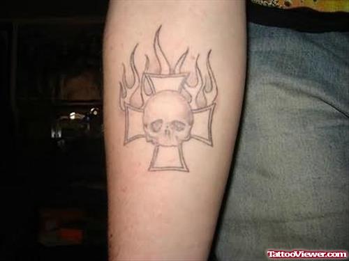 Fire Skull Tattoo On Arm