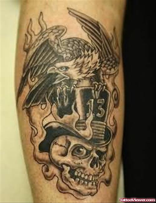Angel Wings Skull Tattoo On Arm