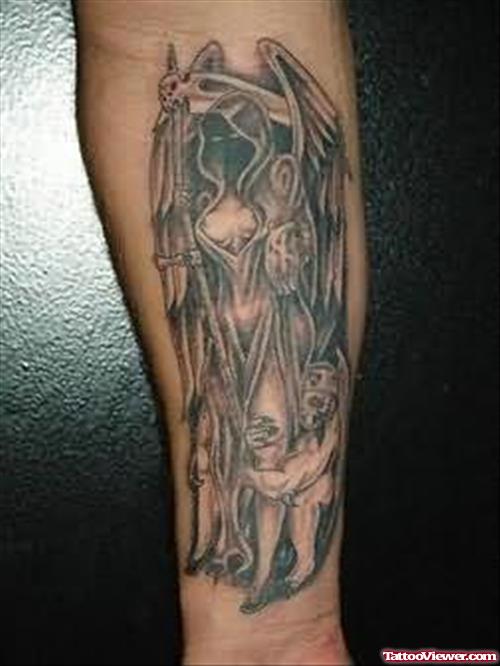 Devil Angel Tattoo On Arm