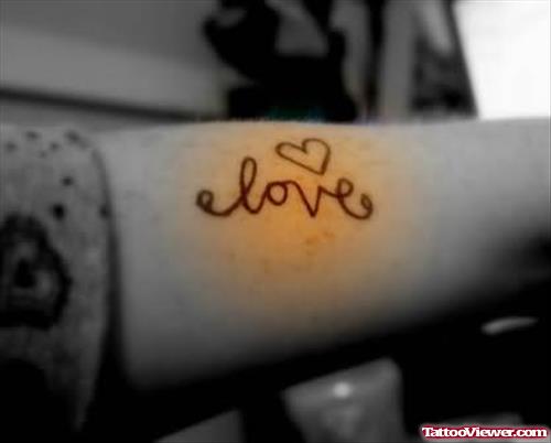 Love & Heart Tattoo On Arm