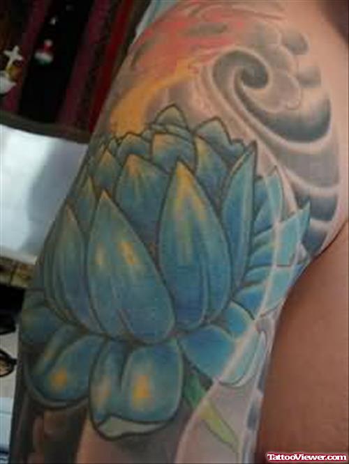 Blue Lotus Tattoo On Arm