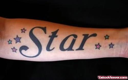 Star Word Tattoo On Arm