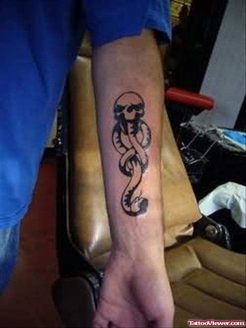 Skull Snake Tattoo For Arm
