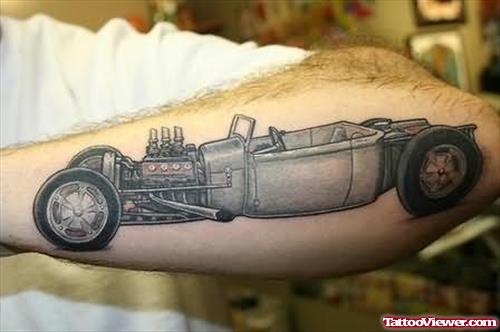 Big Car Tattoo On Arm