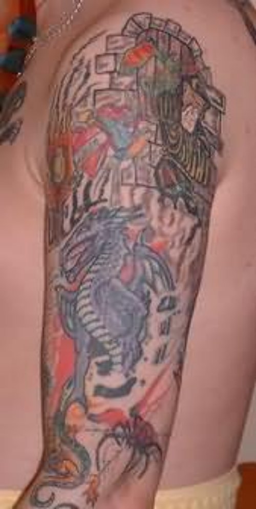 Dragon Colourful  Tattoo On Arm