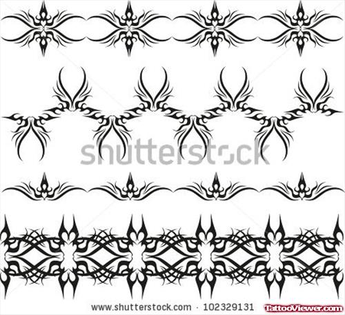 Black Stylish Tribal Armband Tattoos Design