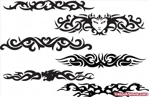 Black Ink Devil Tribal Armband Tattoo Design
