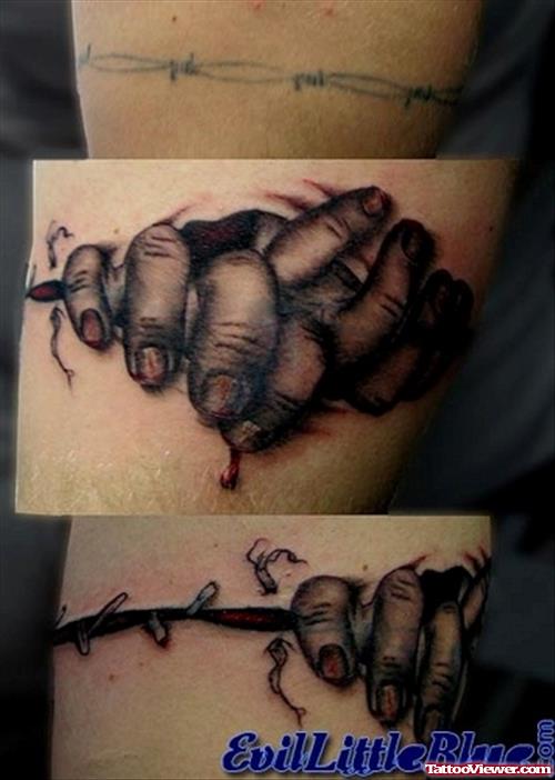 Grey Ink Hands Armband Tattoo