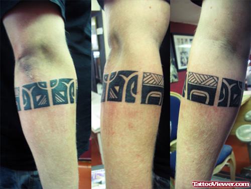Black Ink Armband Tattoo On Sleeve